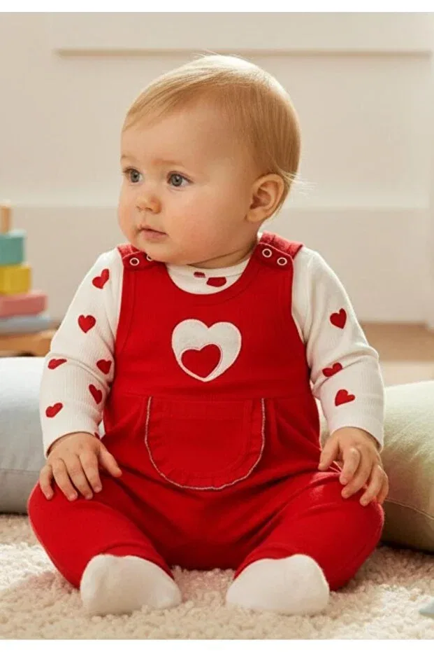 Детский комбинезон для девочек хлопковый Hearted süzene Altintaş Baby, Red