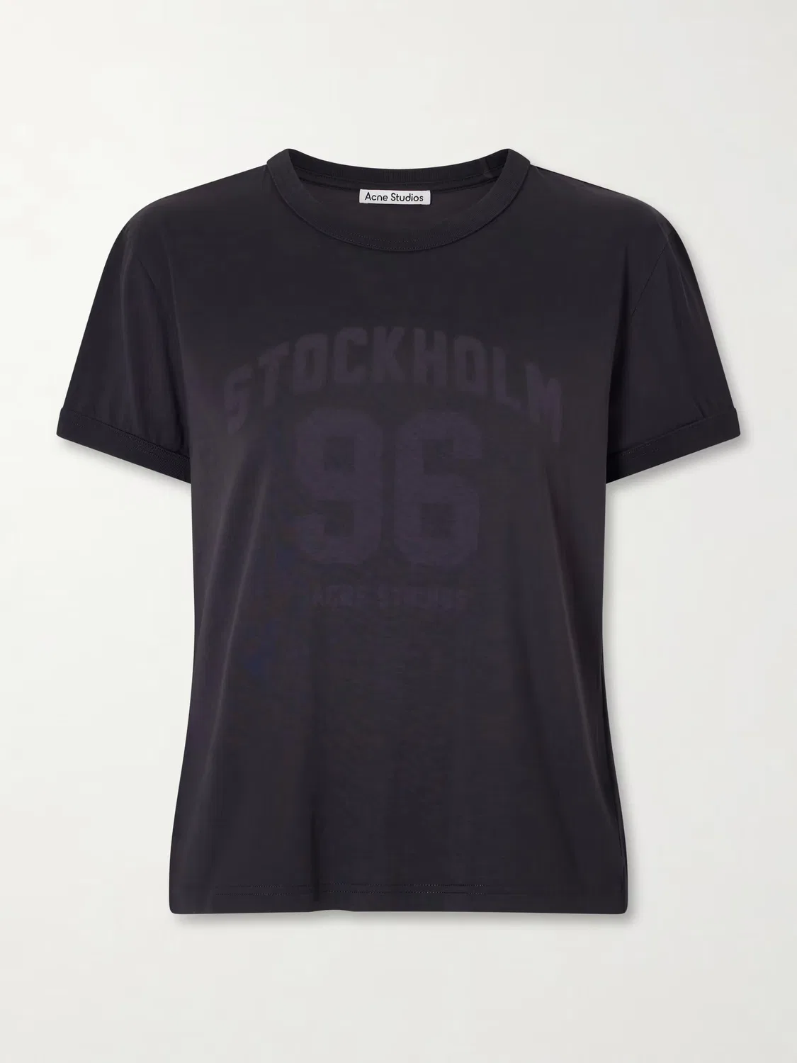 Футболка из хлопкового трикотажа с принтом Etza college Acne Studios, черный