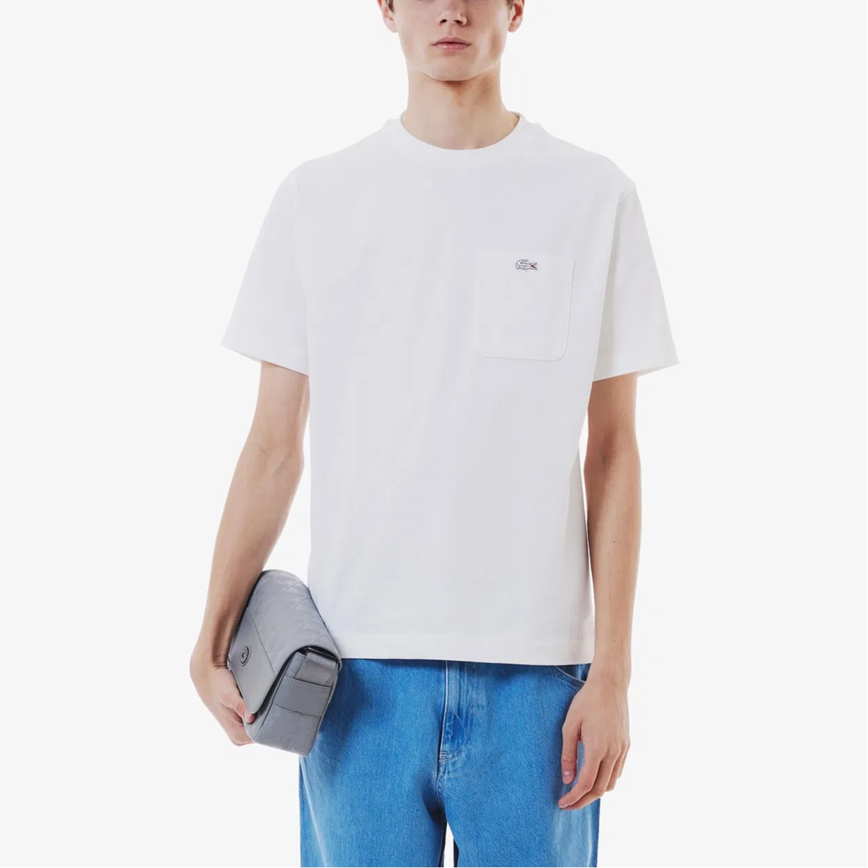 Мужская футболка с круглым вырезом White LACOSTE — фото 3