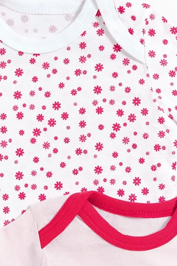 Детское боди для девочек с принтом Gambino, Pink - White — фото 3