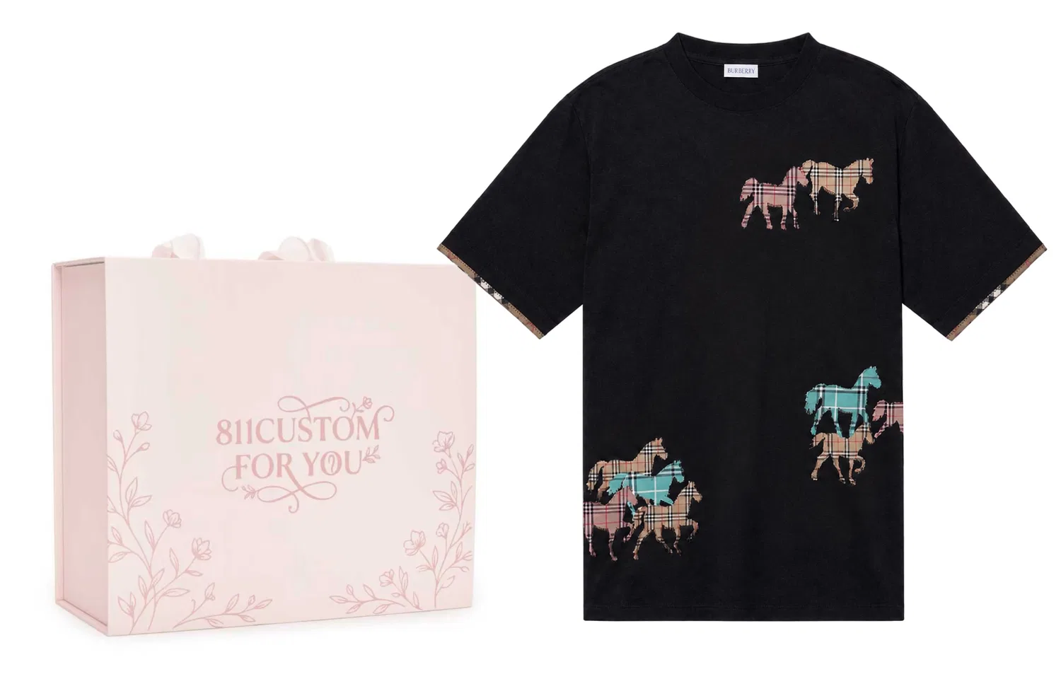 Мужская футболка с круглым вырезом и принтом Taming The Wind Horse Burberry, Taming The Wind Horse Black — фото 3