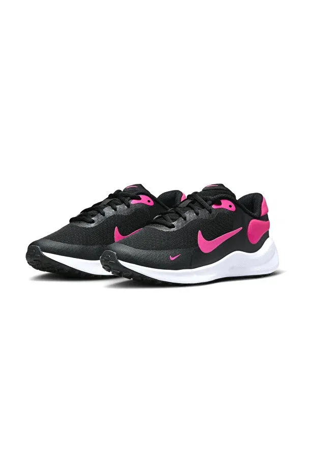Детские кроссовки для девочек текстильные Revolution 7 gs Nike, Black/White/Hyper Pink — фото 2