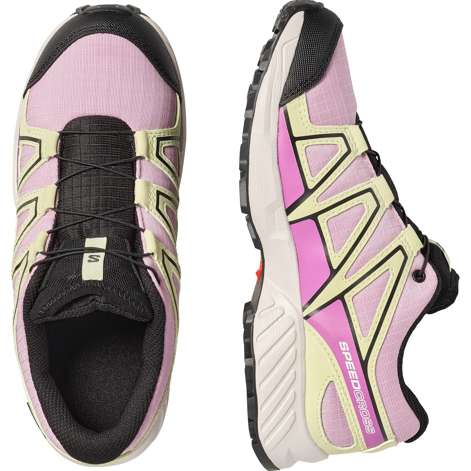 Детские кроссовки для активного отдыха с защитой от истирания Speedcross Fabric SALOMON, Dawn Pink Acid Orange Green — фото 4