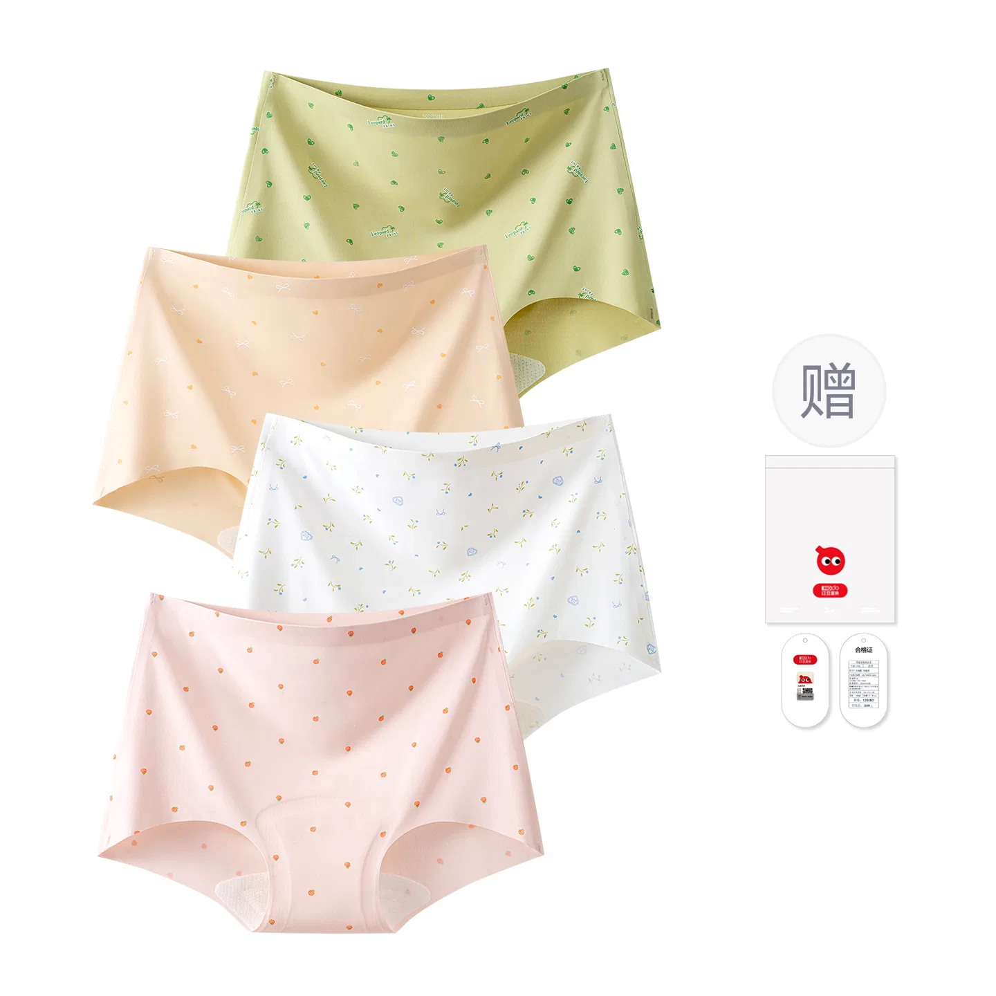 Детские трусы для девочек хлопковые Red Bean, Cream Strawberry + Forest Floral + Milk Coffee Love + Nude Love — фото 3