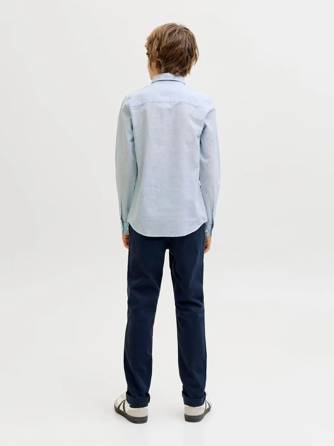 Рубашка из льняной смеси, классическая, Jack & Jones Junior, синяя — фото 2
