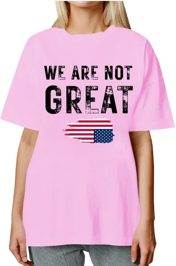 Женская футболка с принтом American Flag V-Neck, Pink