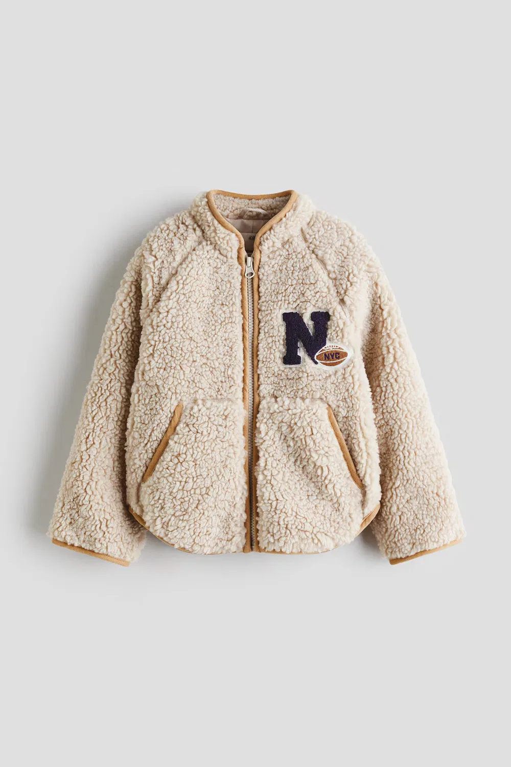 Флисовая куртка Тедди с аппликациями H&M, Hellbeige/N