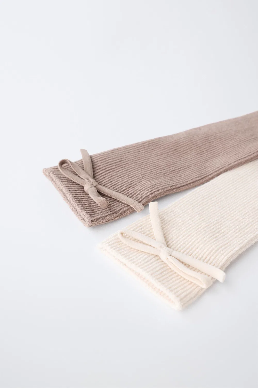 Набор из 2 длинных носков с бантом. ZARA, Light beige — фото 3