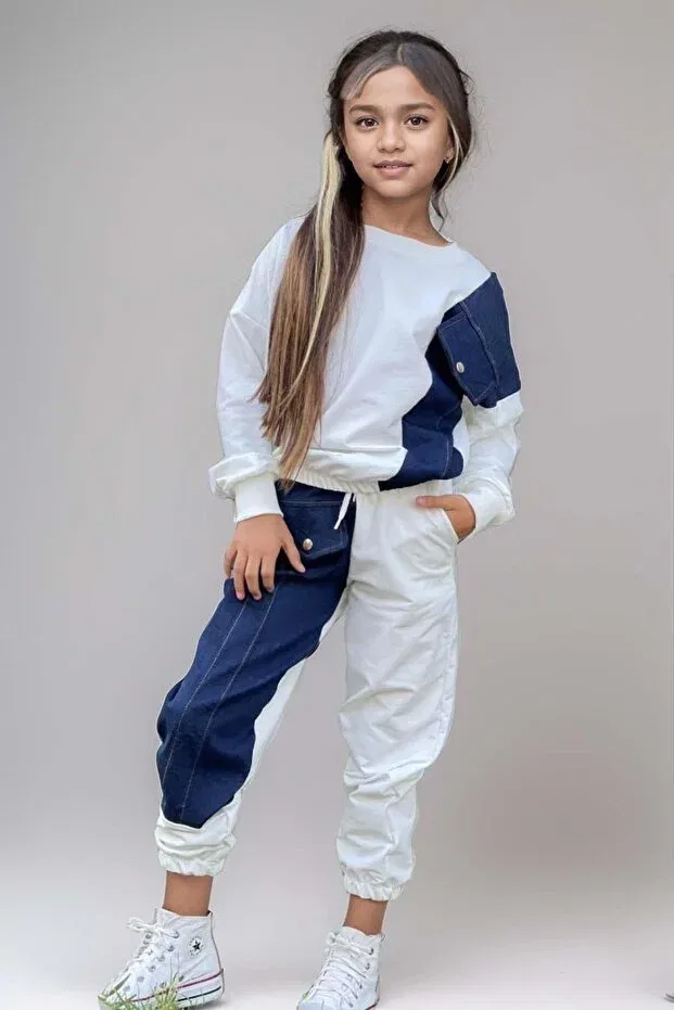 Детский спортивный костюм для девочек хлопковый Riccotarz, White