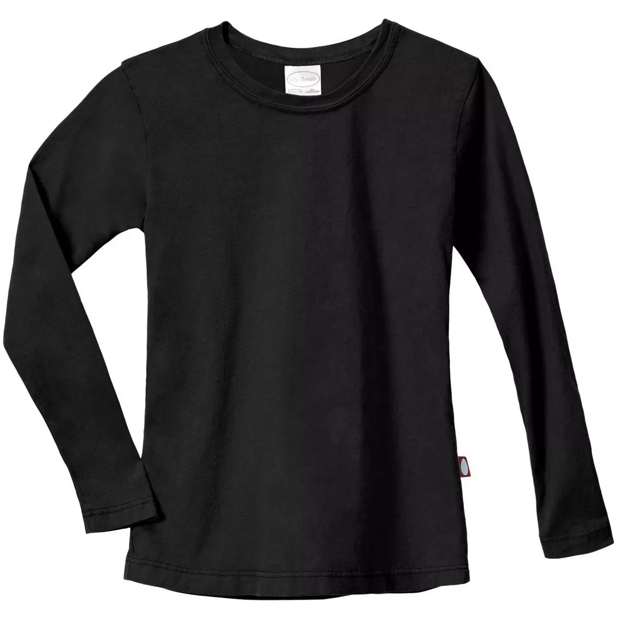 Детская футболка с длинным рукавом хлопковая City Threads, Black — фото 3