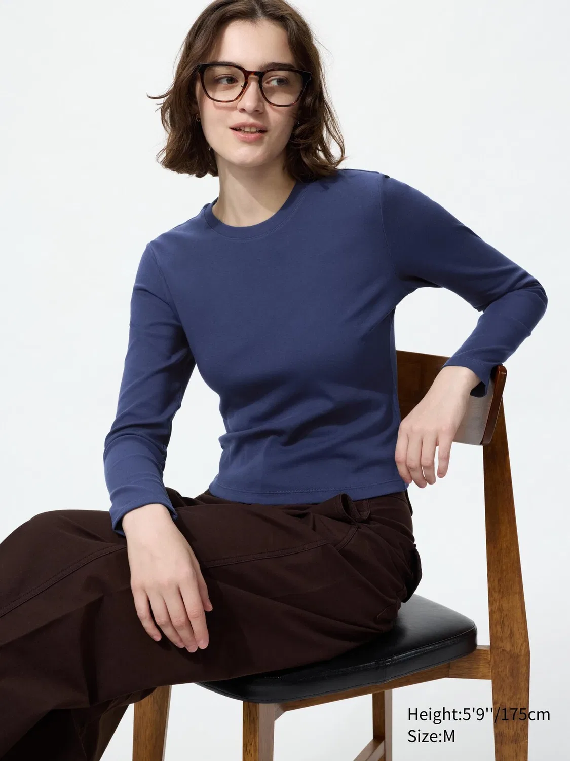 Футболка Uniqlo, с длинным рукавом, синяя