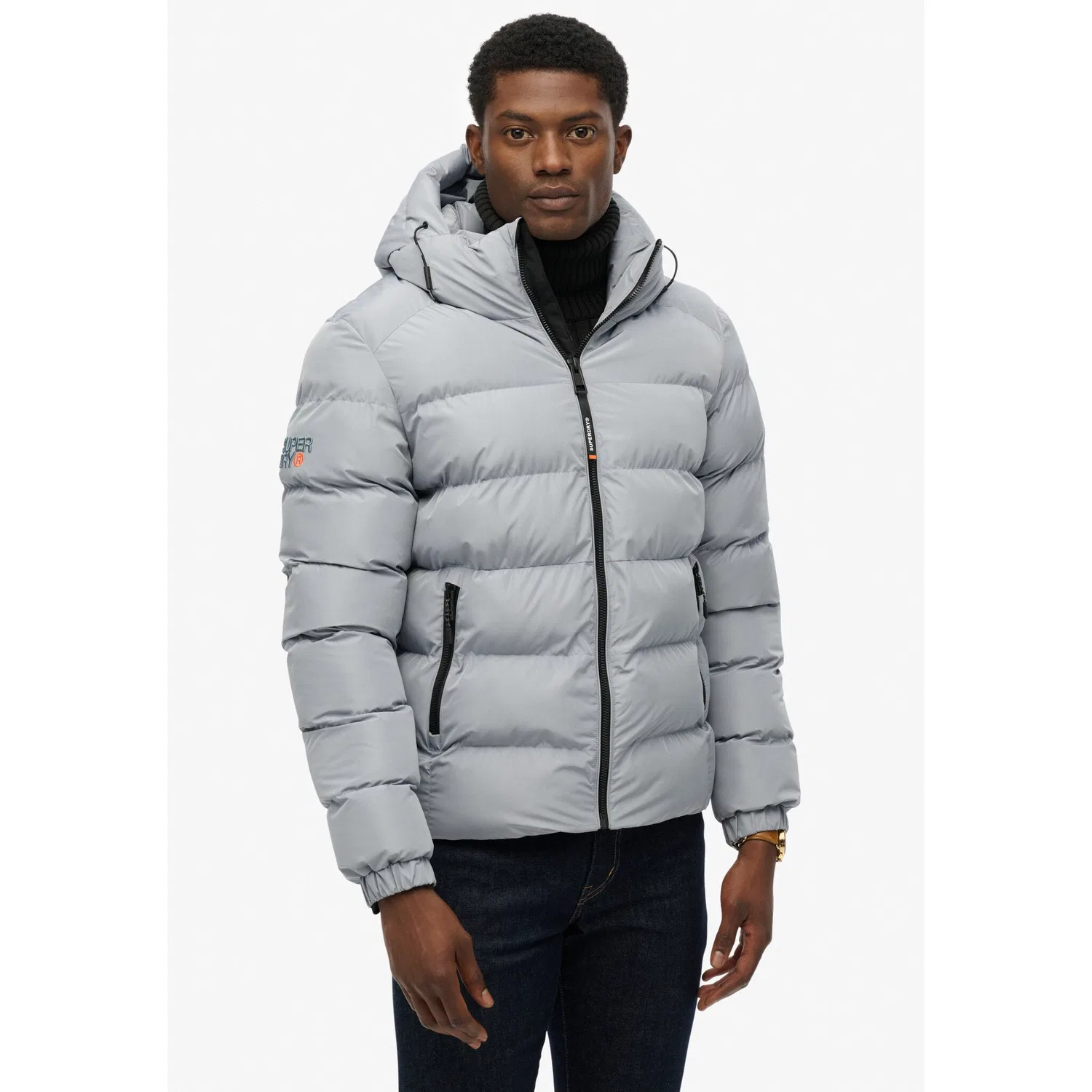 Мужская стеганая куртка с капюшоном Superdry, Washed Denim
