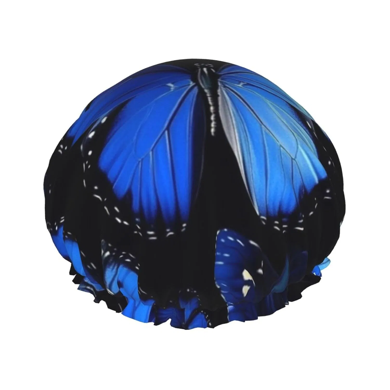 Водонепроницаемая многоразовая шапочка для душа ZSUUGJ, 1 шт, 26.9 см, Dark Blue Butterflies