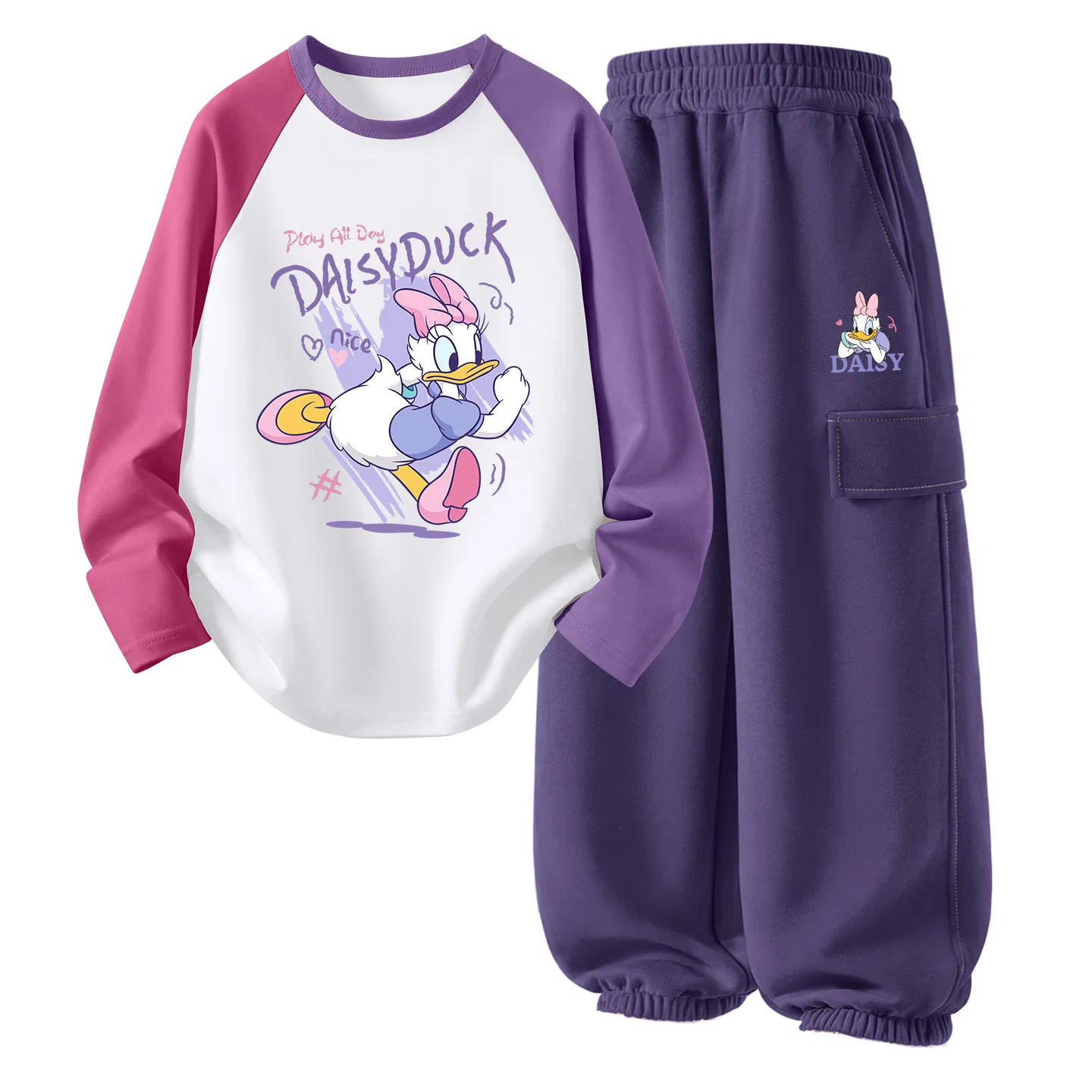 Детский комплект спортивной одежды с принтом, Disney, Di Cute Duck Rose Purple+Di Smile Dark K Pulse Purple — фото 3
