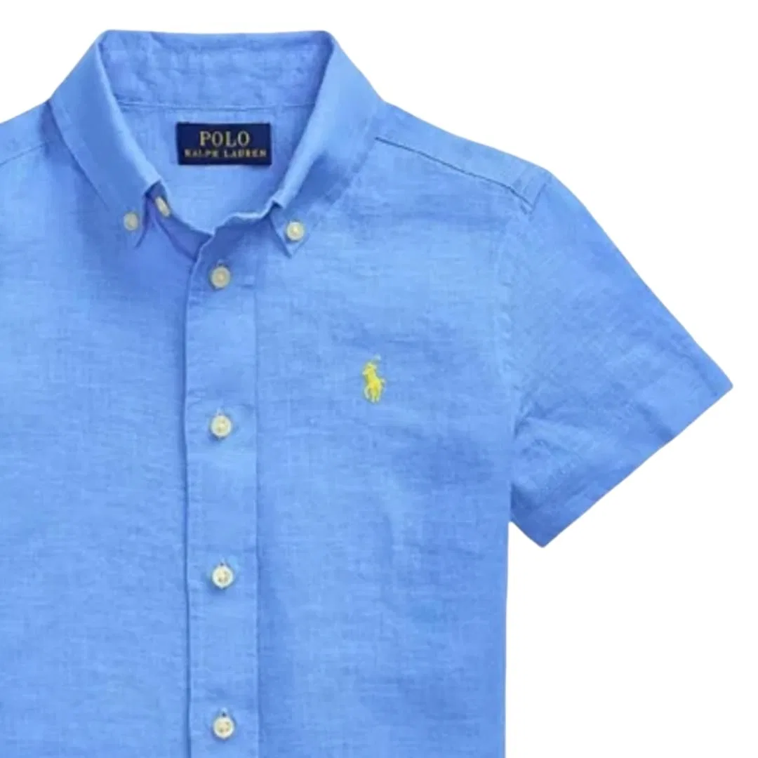 Детская рубашка повседневная с воротником Polo Ralph Lauren, Blue — фото 4