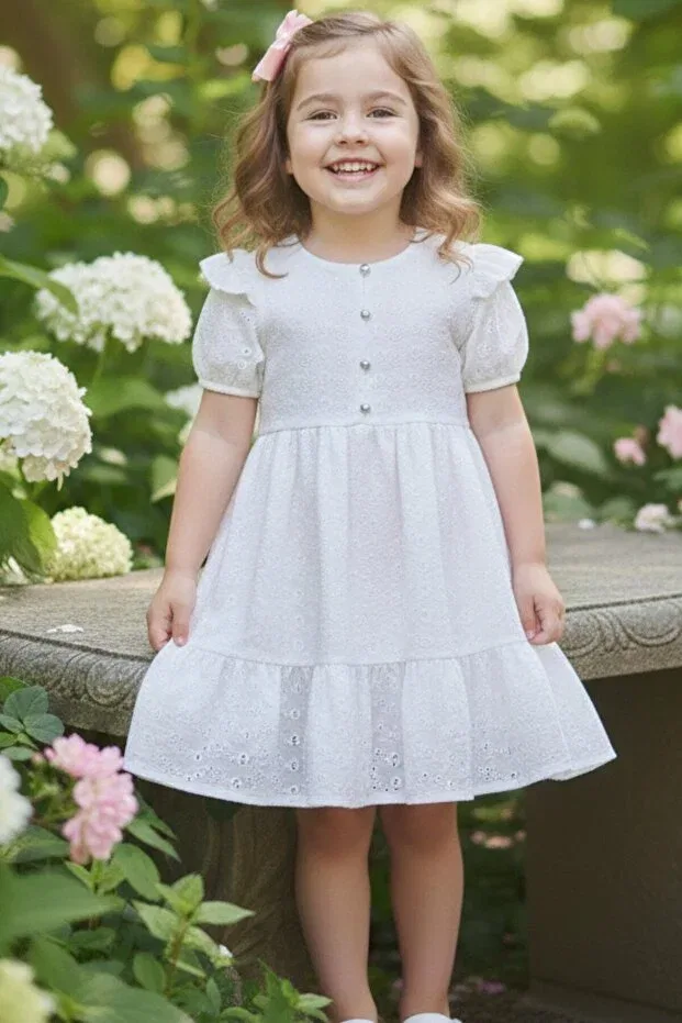 Детское платье для девочек с цветочным принтом My Kids Wear, White
