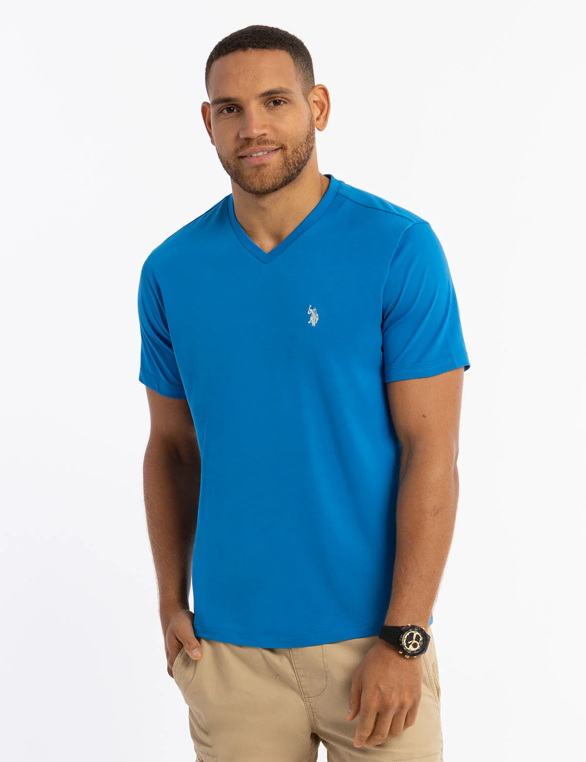 

Футболка-поло U.S. Polo Assn Solid V-neck, синий