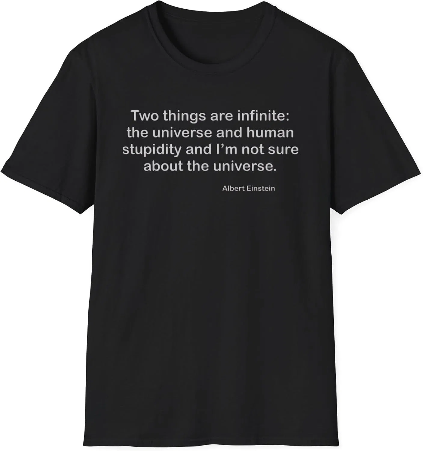 Мужская футболка с принтом Albert Einstein Human Stupidity Quote, чёрный