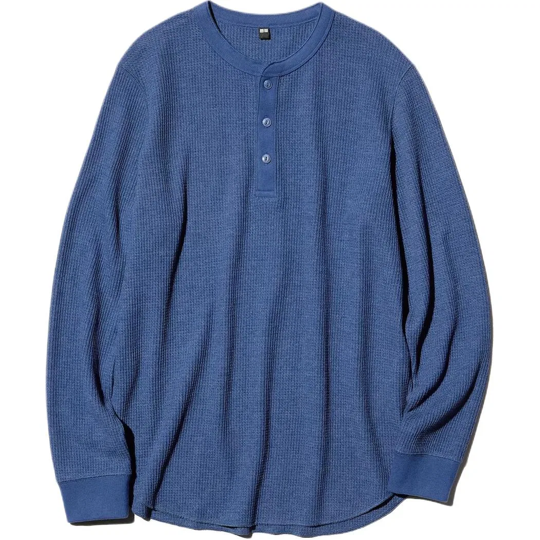 Мужская футболка с воротником-стойкой Henry Collar UNIQLO, Blue