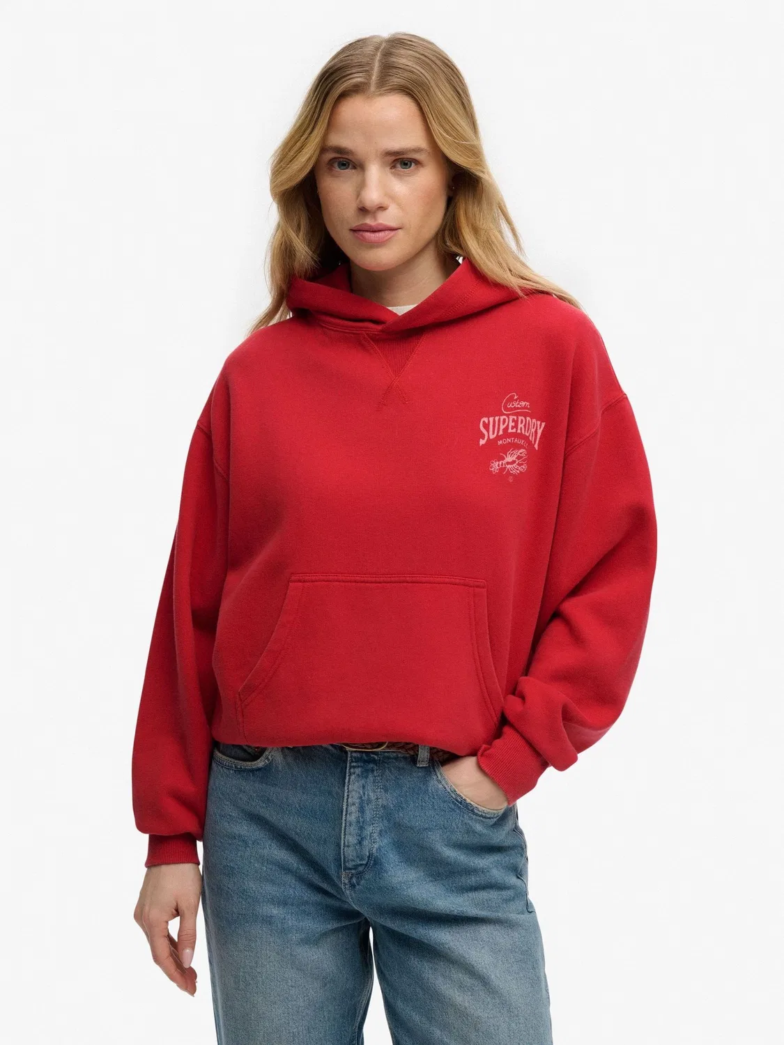 Худи женское свободное Heritage Hamptons Superdry, красное