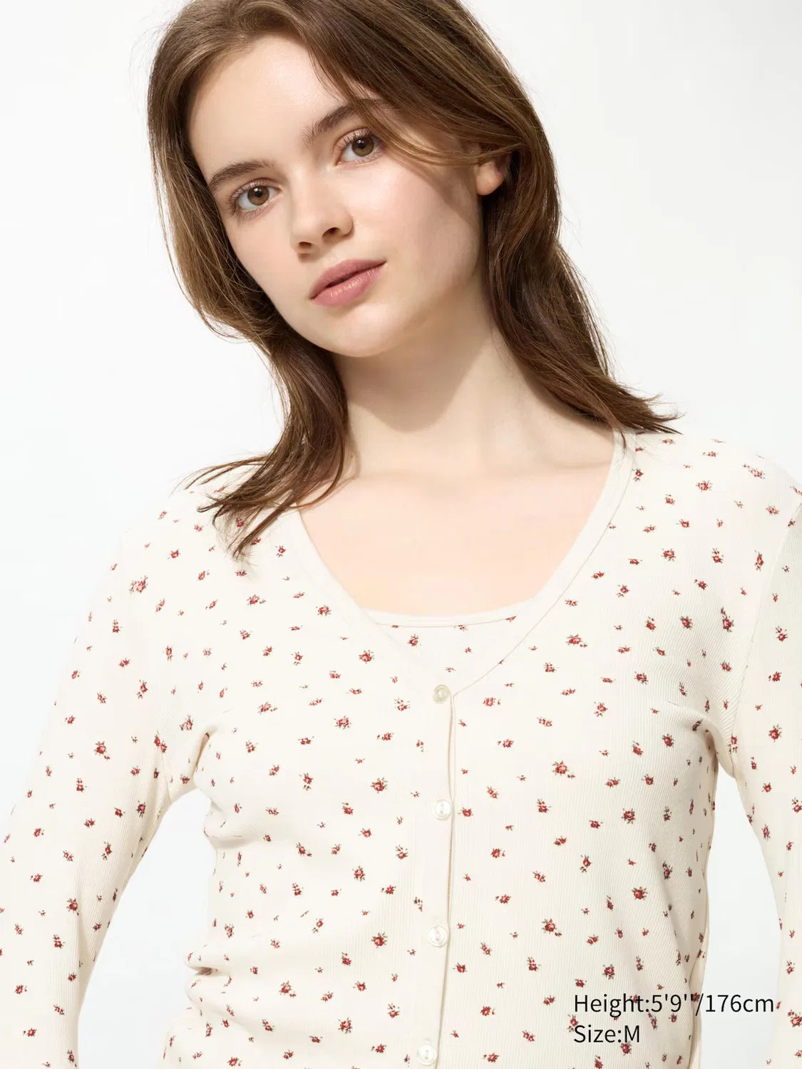 Кардиган Uniqlo, женский, темно-синий с цветочным узором — фото 3
