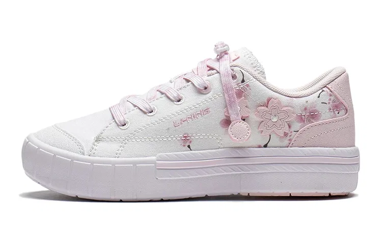 Детские кеды из синтетической кожи и текстиля с удобной посадкой Li-Ning YOUNG, White Pink