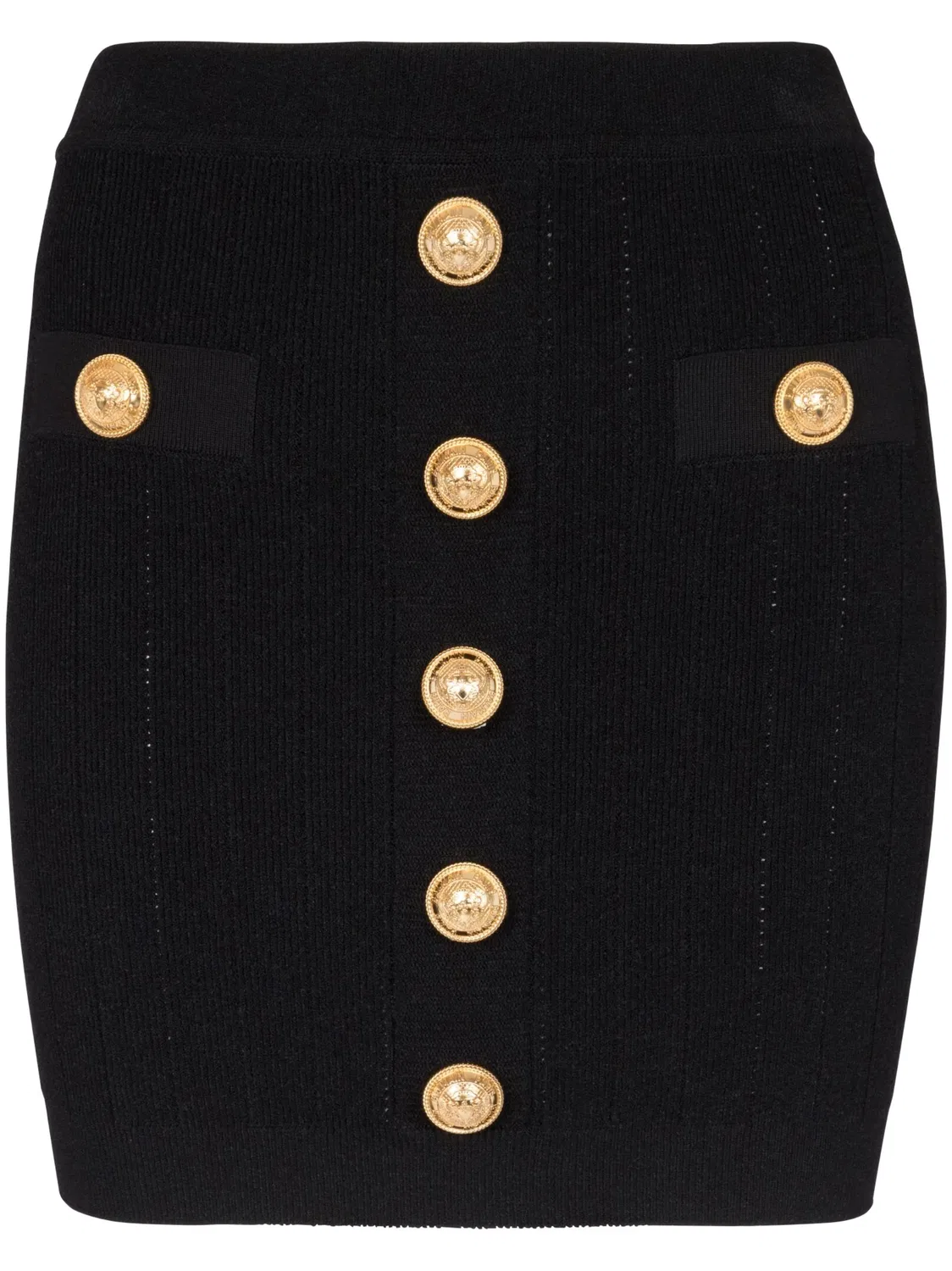 Balmain Мини-юбка вязаная с пуговицами, черная