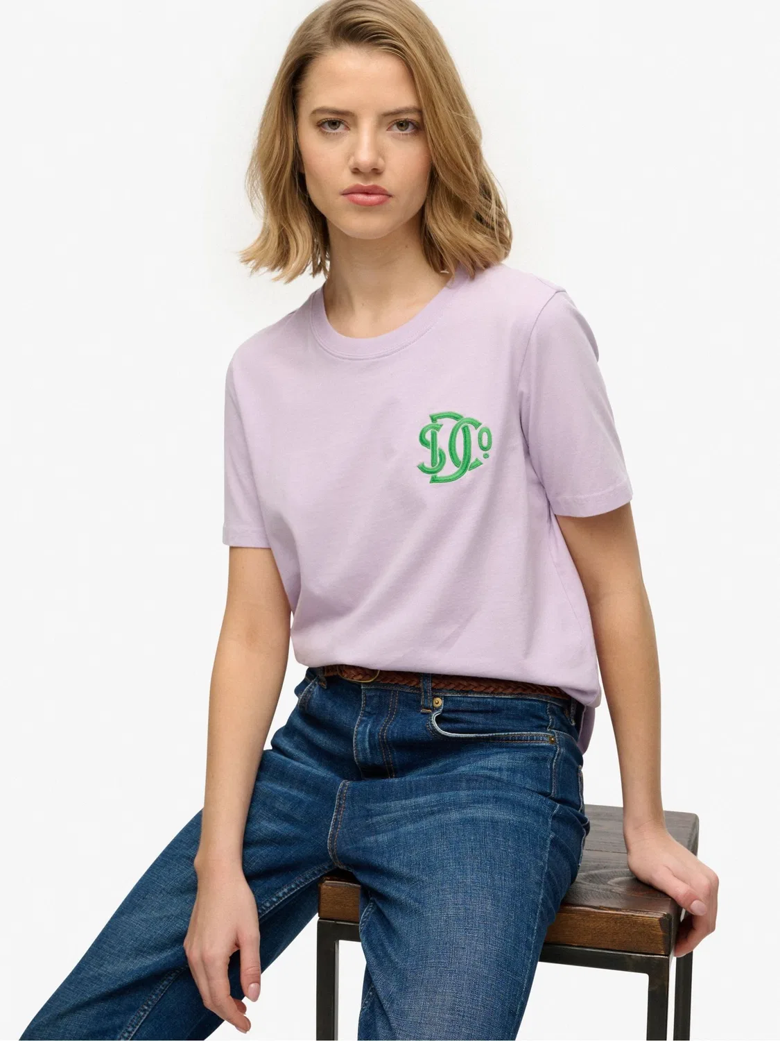 Футболка свободного кроя Superdry SD&Co с вышитым логотипом, сиреневый
