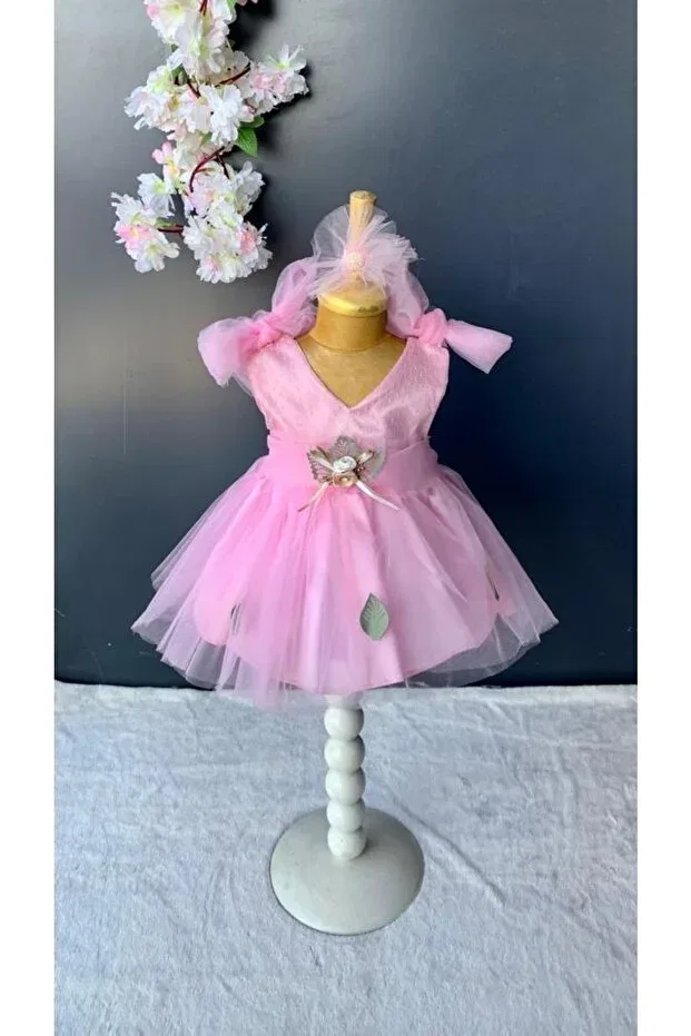 Детское платье для девочек с капюшоном Petite Ponpon Baby, Pink