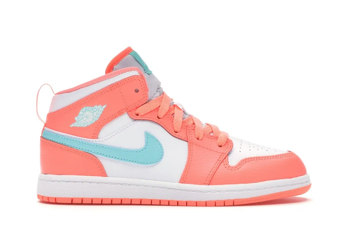 Детские кроссовки Lifestyle с высоким берцем Jordan 1 Mid Jordan Crimson Pulse/Light Aqua-White