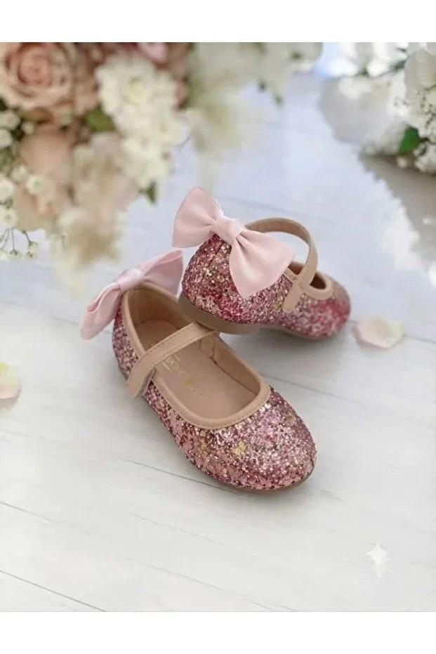 Детские балетки для девочек с бантом Pediashoes, Pink