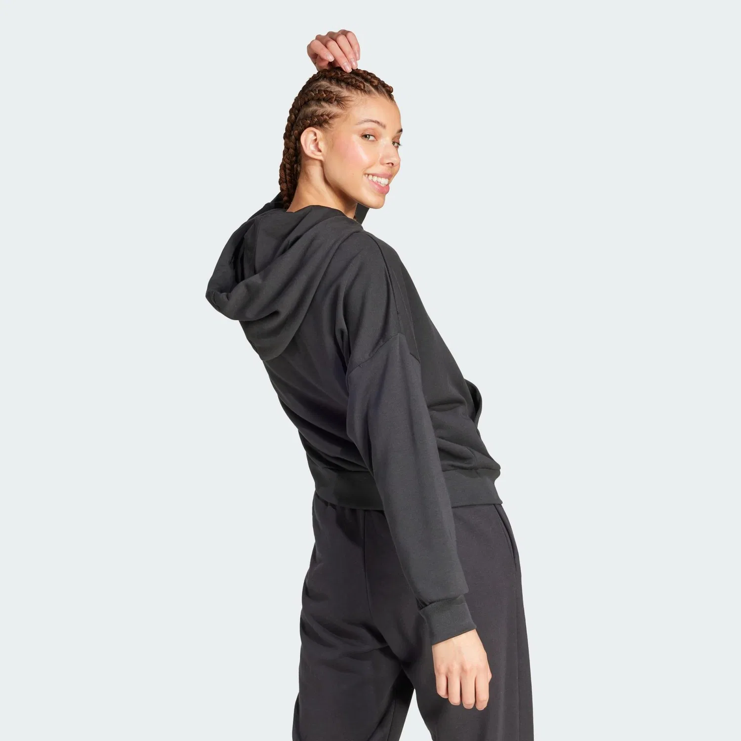 Мужское худи свободного кроя Essentials Big Logo French Terry Loose Hoodie Adidas, Schwarz Weiss — фото 3