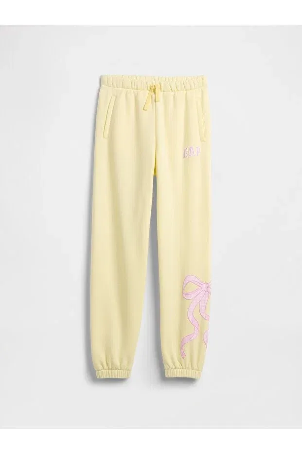 Детские спортивные штаны для девочек с принтом Relaxed Logo Jogger Gap, Yellow