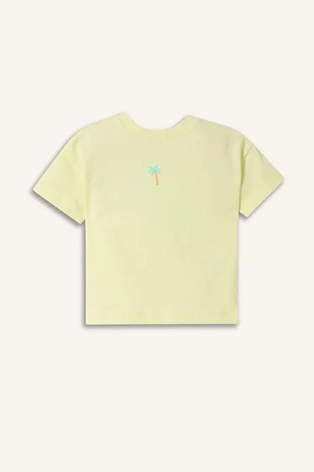 Детская хлопковое футболка для девочек Relax fit palmiye combed cotton short sleeve light green t-shirt baby girl h8229a526sm Defacto, Green-Gn656 — фото 2