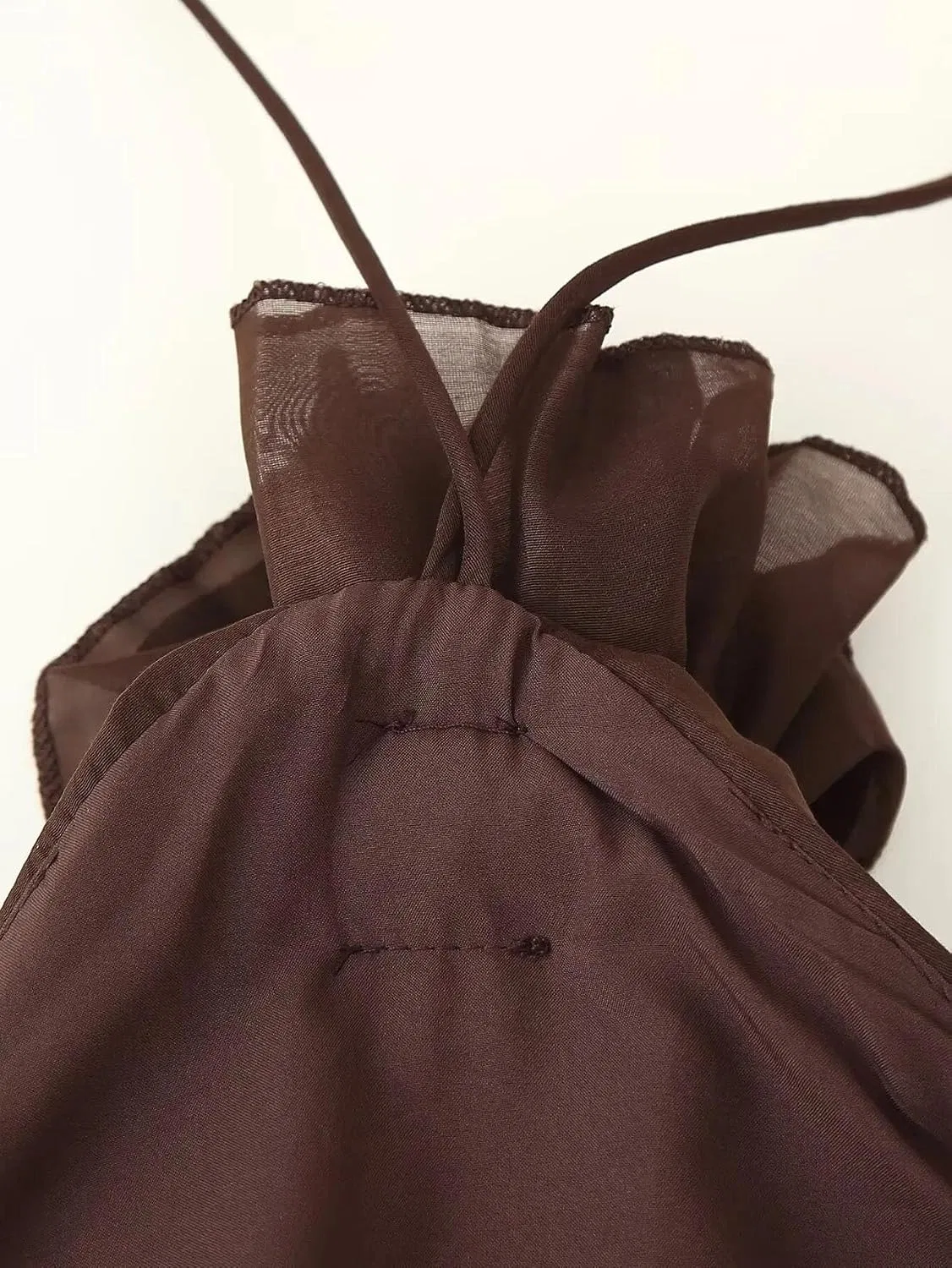 Женское вечернее платье без бретелек с V-образным вырезом, Dark Brown — фото 2