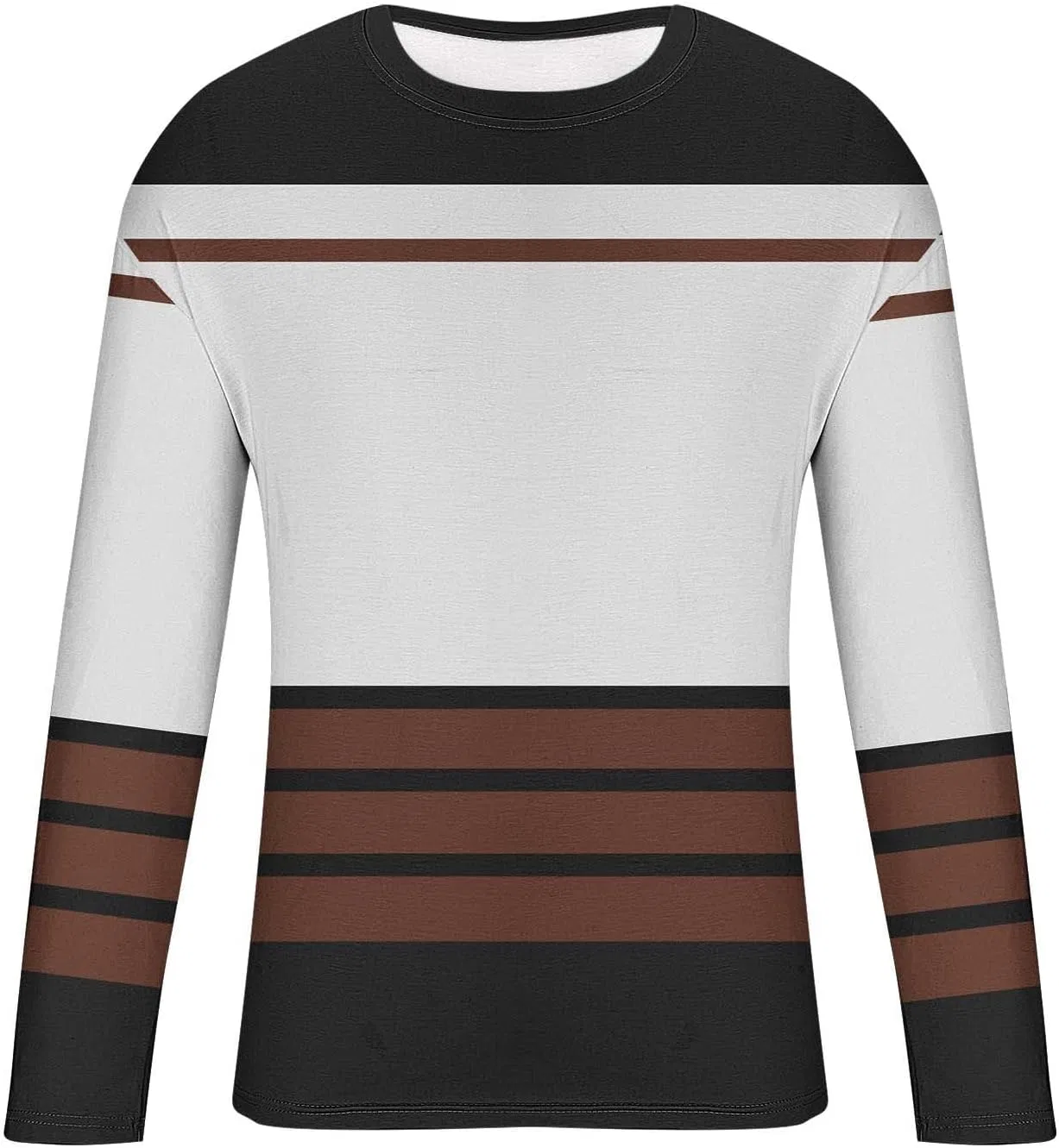 Мужская футболка с длинным рукавом и полосками Crewneck, Brown — фото 4