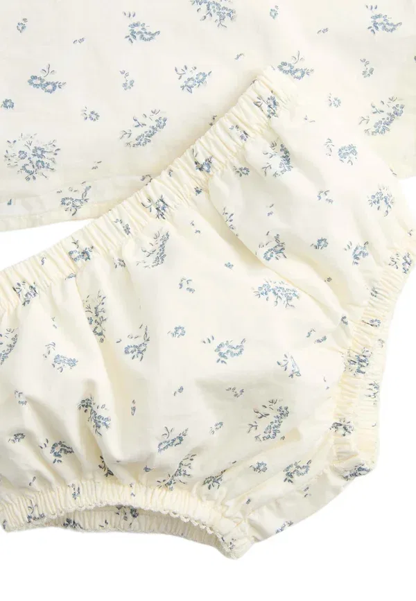 Комплект из платья и панталонов с цветочным принтом, хлопок, Marks & Spencer, Ivory, слоновая кость — фото 3