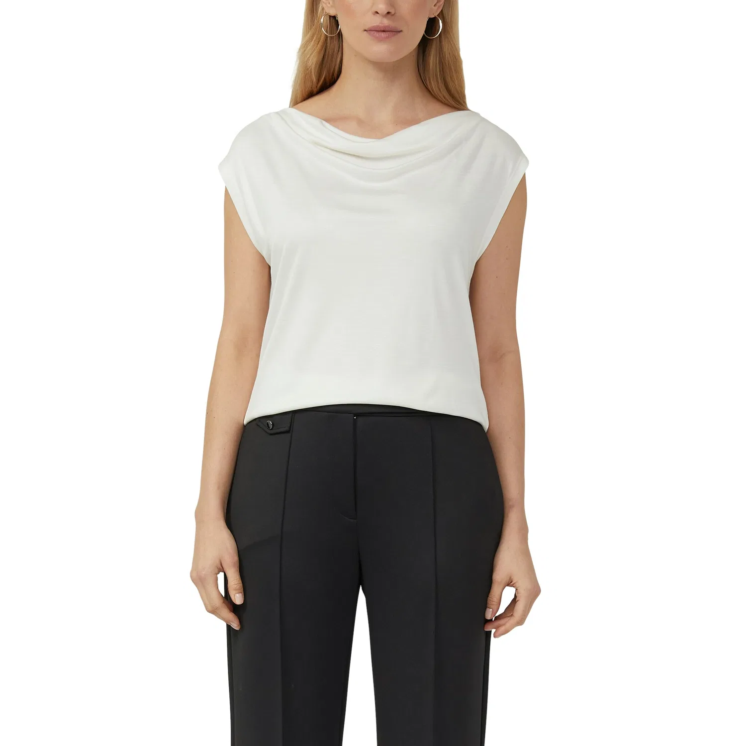 Женская блузка с водопадным воротником s.Oliver BLACK LABEL, White