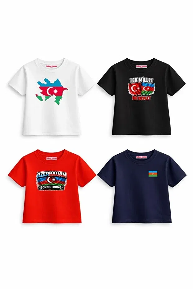 Детский комплект футболок для девочек с принтом Azerbaijan Power Kids Rabona Fashion, Multicolored — фото 2