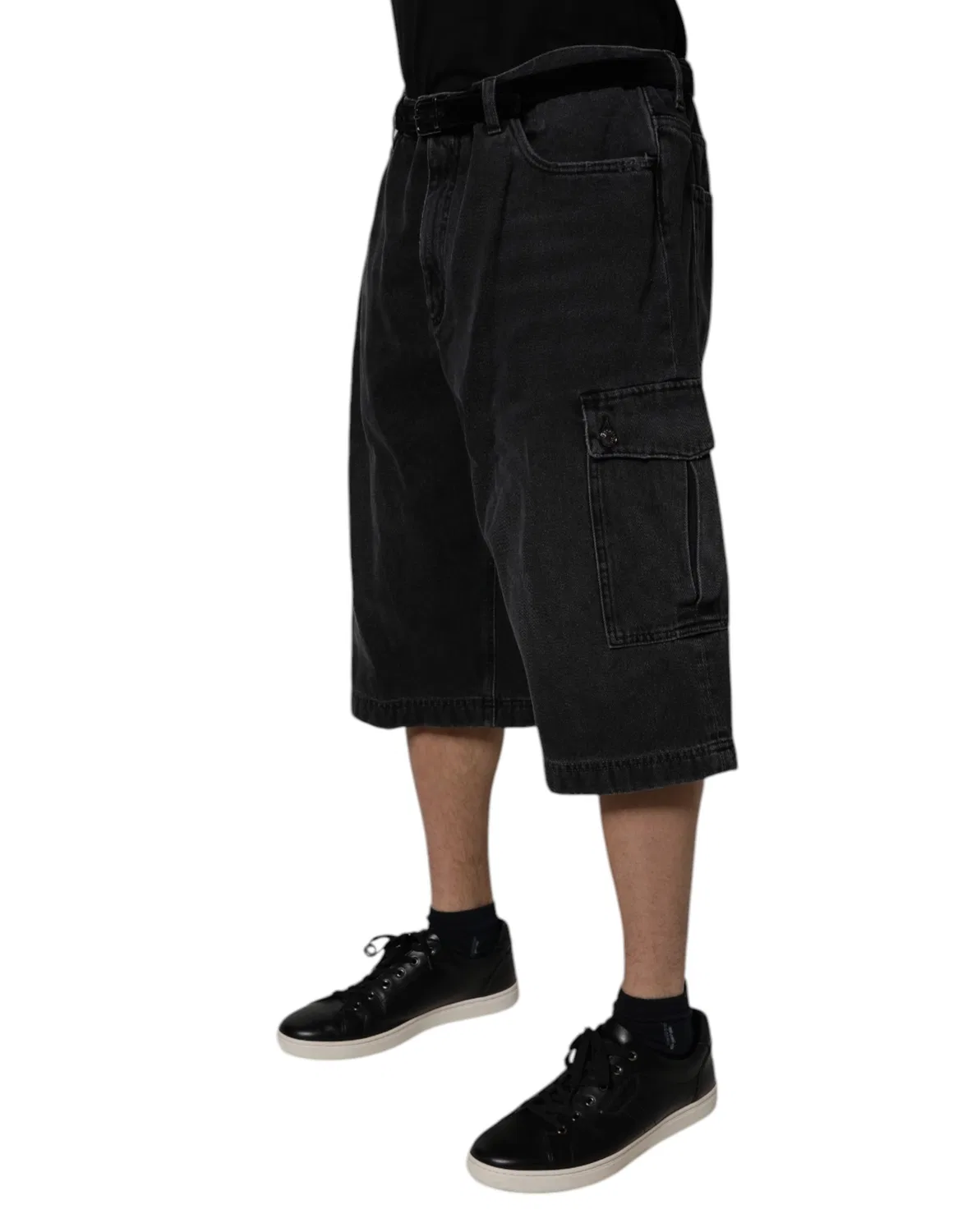 Мужские шорты-бермуды из денима с карго-карманами Black Mid Waist Denim Cargo Bermuda Shorts Dolce & Gabbana, черный — фото 3