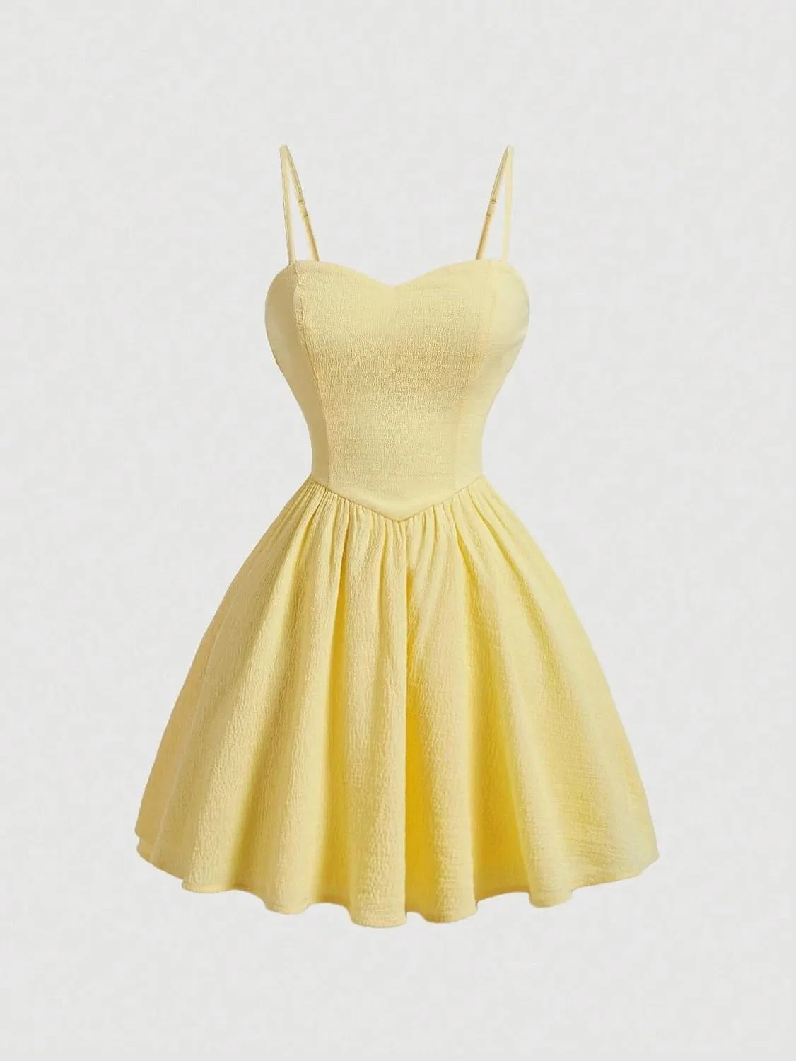 Женское короткое cami платье на бретелях с вырезом на спине, Yellow — фото 2