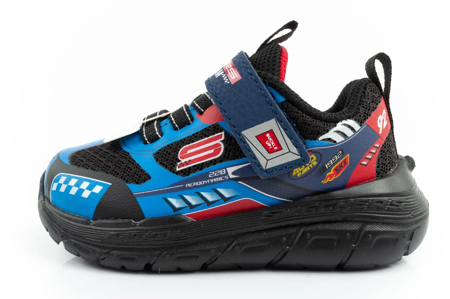 Детские кроссовки для мальчиков с эластичной шнуровкой Skech Tracks Skechers, Schwarz Blau — фото 2