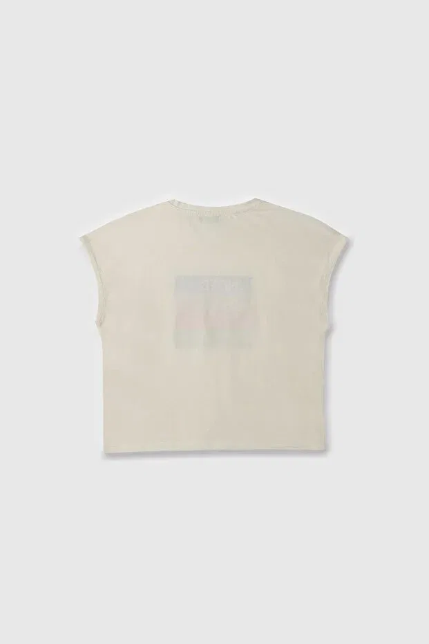 Детская футболка для девочек с принтом 4-14 лет Benetton, White — фото 3