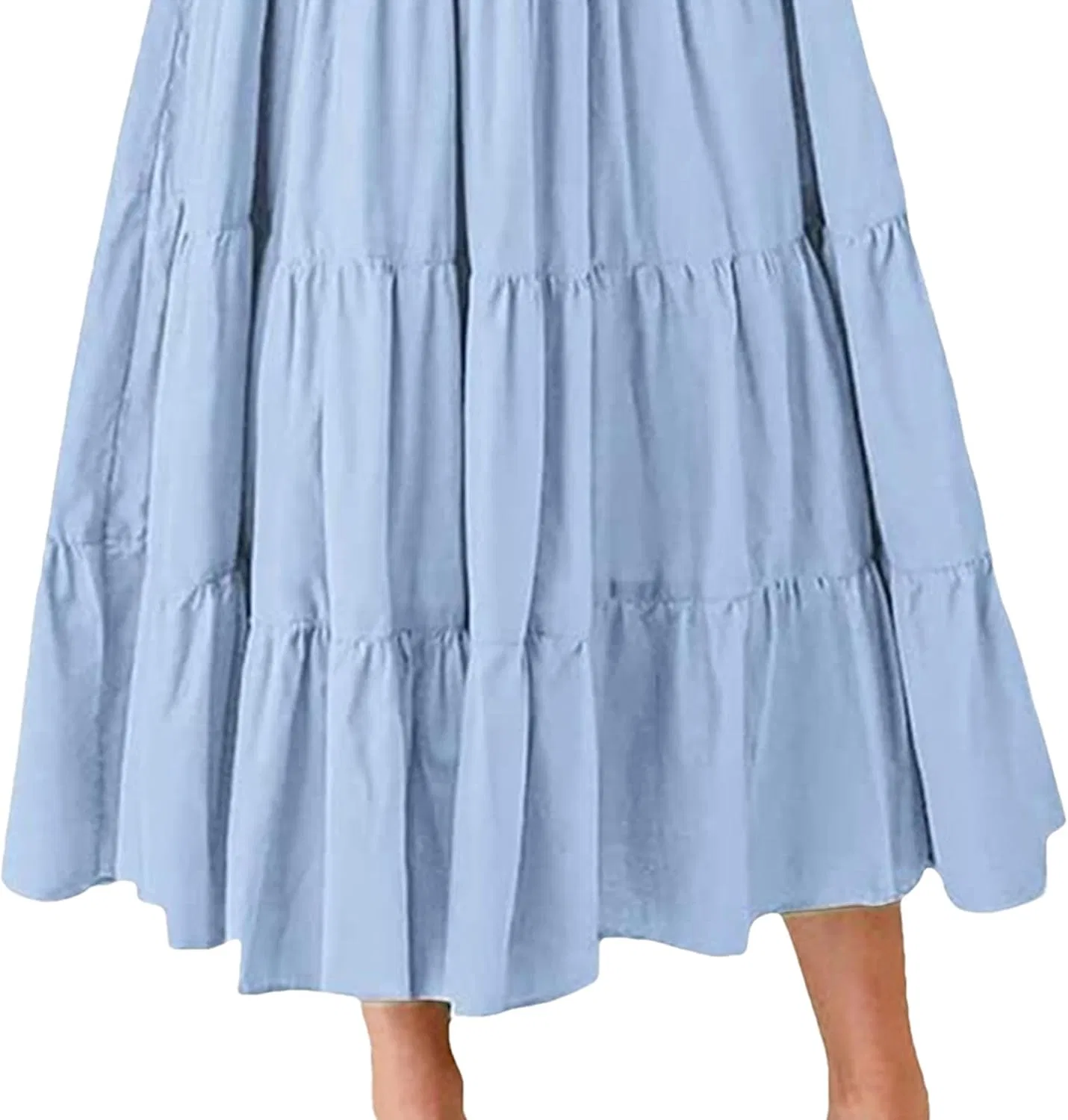 Женское летнее макси-платье с рюшами и воланами, Light Blue — фото 4