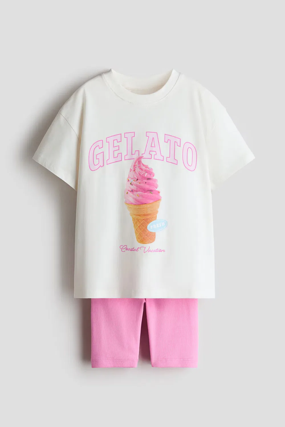 Комплект из двух предметов из хлопкового трикотажа H&M, Cremefarben/Gelato