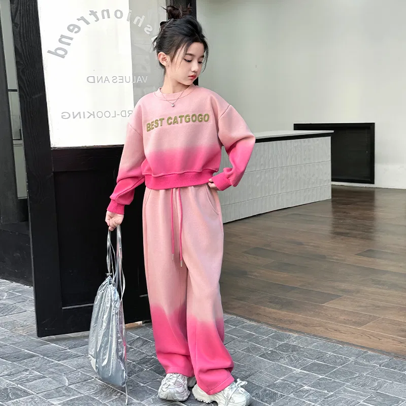 Детский комплект спортивной одежды из флиса с градиентным принтом Lanza, Pink — фото 4