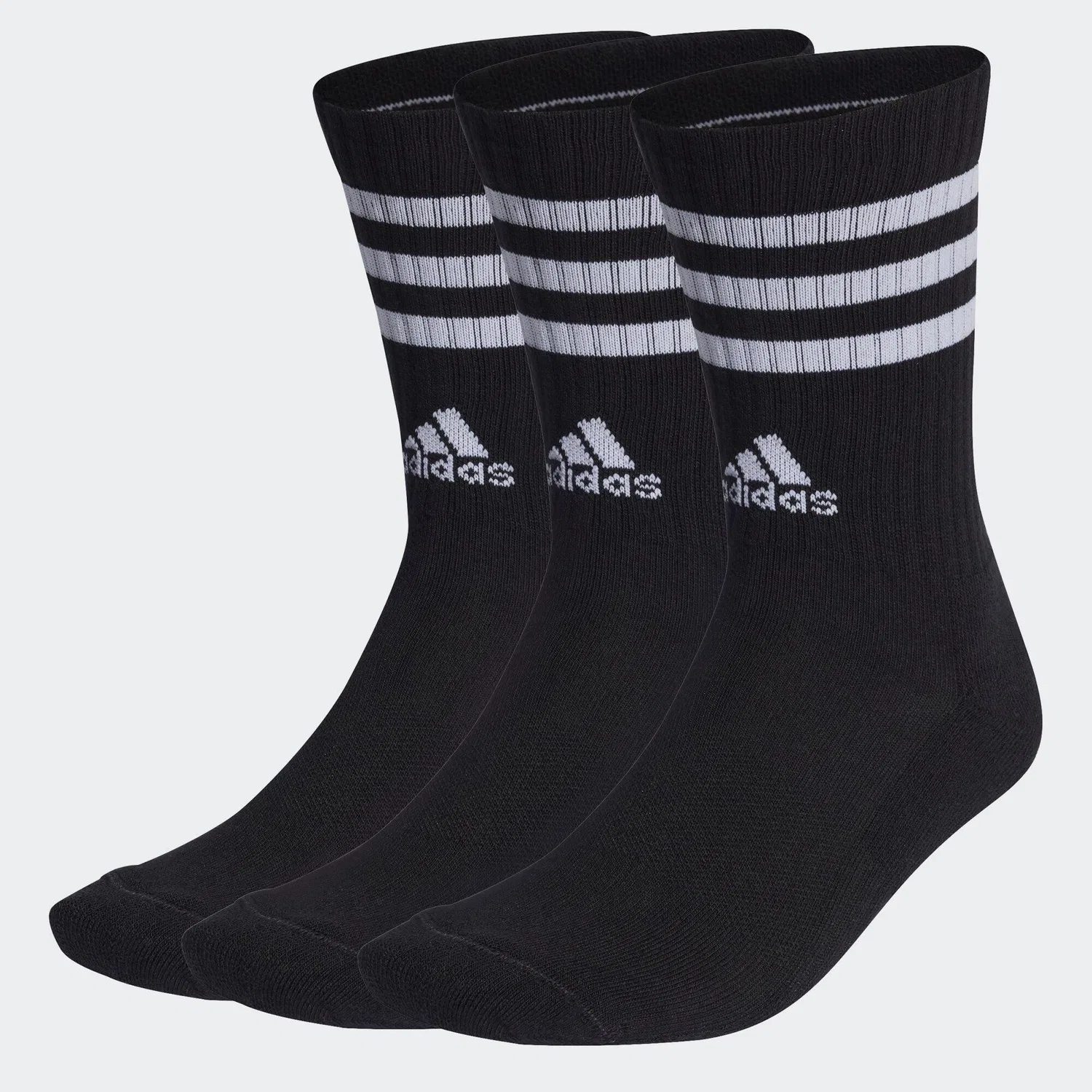 Носки с длинным голенищем 3-Streifen Cushioned Crew Socken, Adidas, Schwarz / Weiss / Schwarz — фото 2