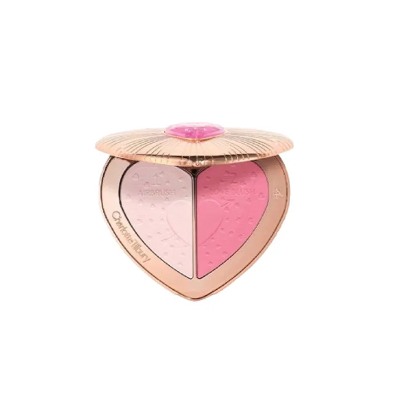 Женские румяна-палетка с эффектом сияния Heart Matte, модель Two Tone Blush Palette, Charlotte Tilbury, Flawless Pink