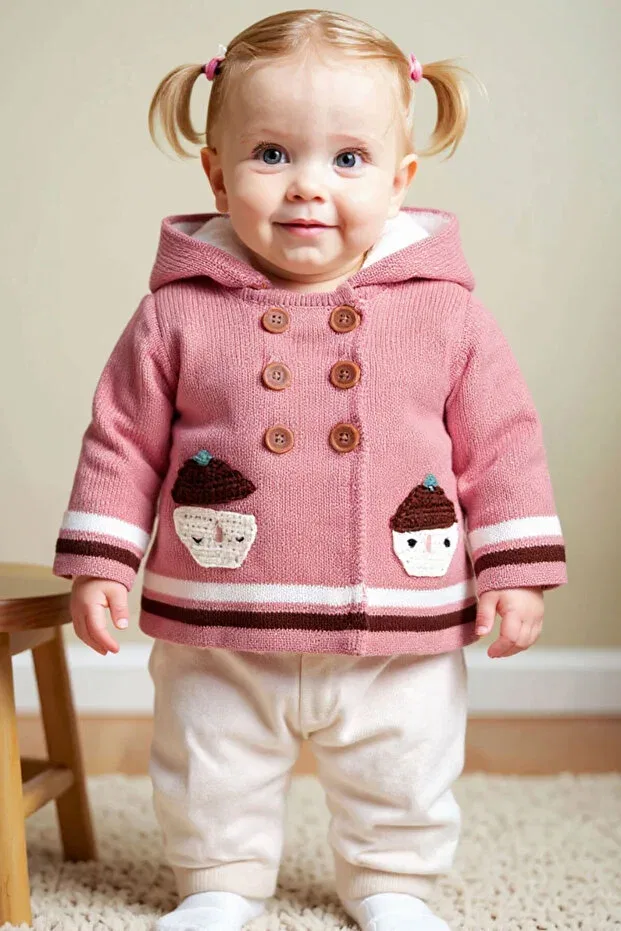 Детская куртка для девочек с принтом Fruit Patterned Boboli, Pink