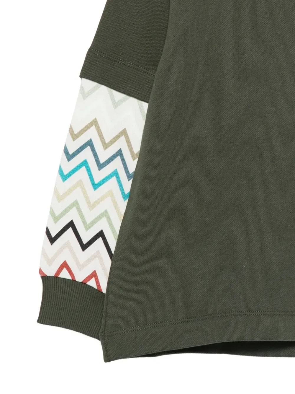 Хлопковая толстовка с вышитым логотипом и принтом зигзаг Missoni Kids, зеленый — фото 3